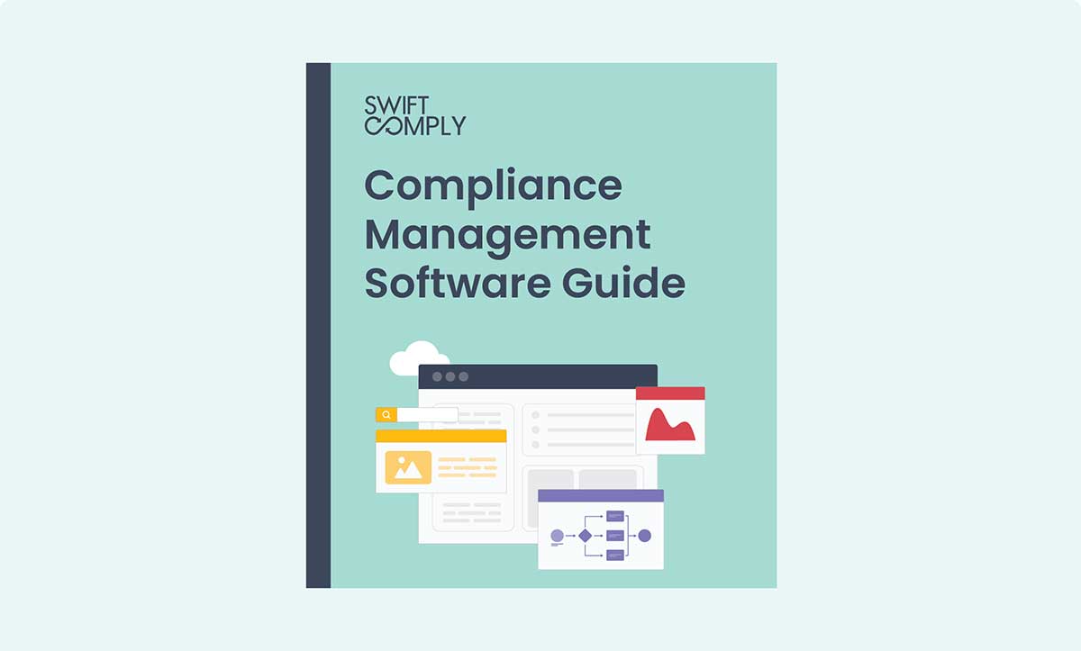 Ebook style cover with the guide title "Compliance Management Software Guide"
