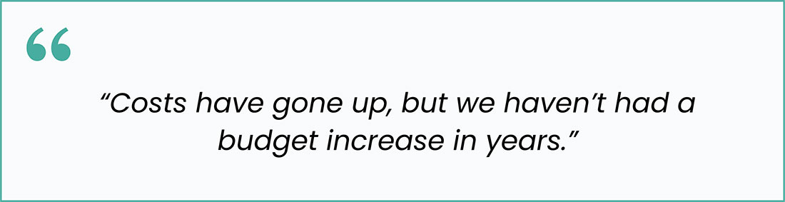 Quote: “Costs have gone up, but we haven’t had a budget increase in years.” Reflects budget pressure faced by water and wastewater compliance programs.