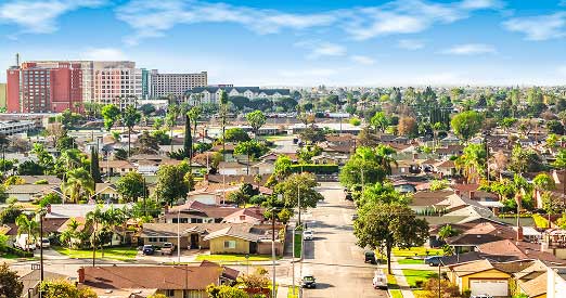 Aerial view of the City of Anaheim California