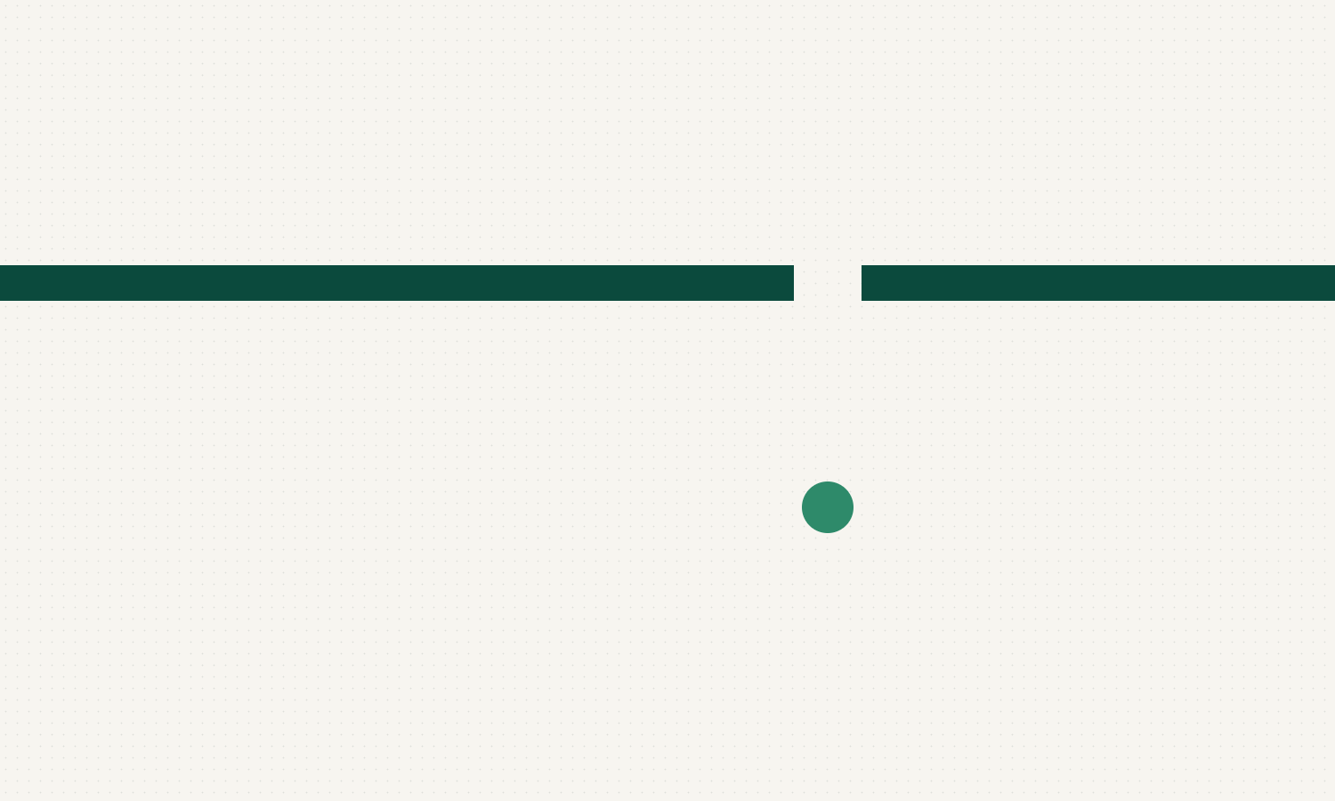 Disconnected compliance systems pictured as a heavy dark green line broken by one gap, with a small green dot that has dropped through the gap and lies beneath it.